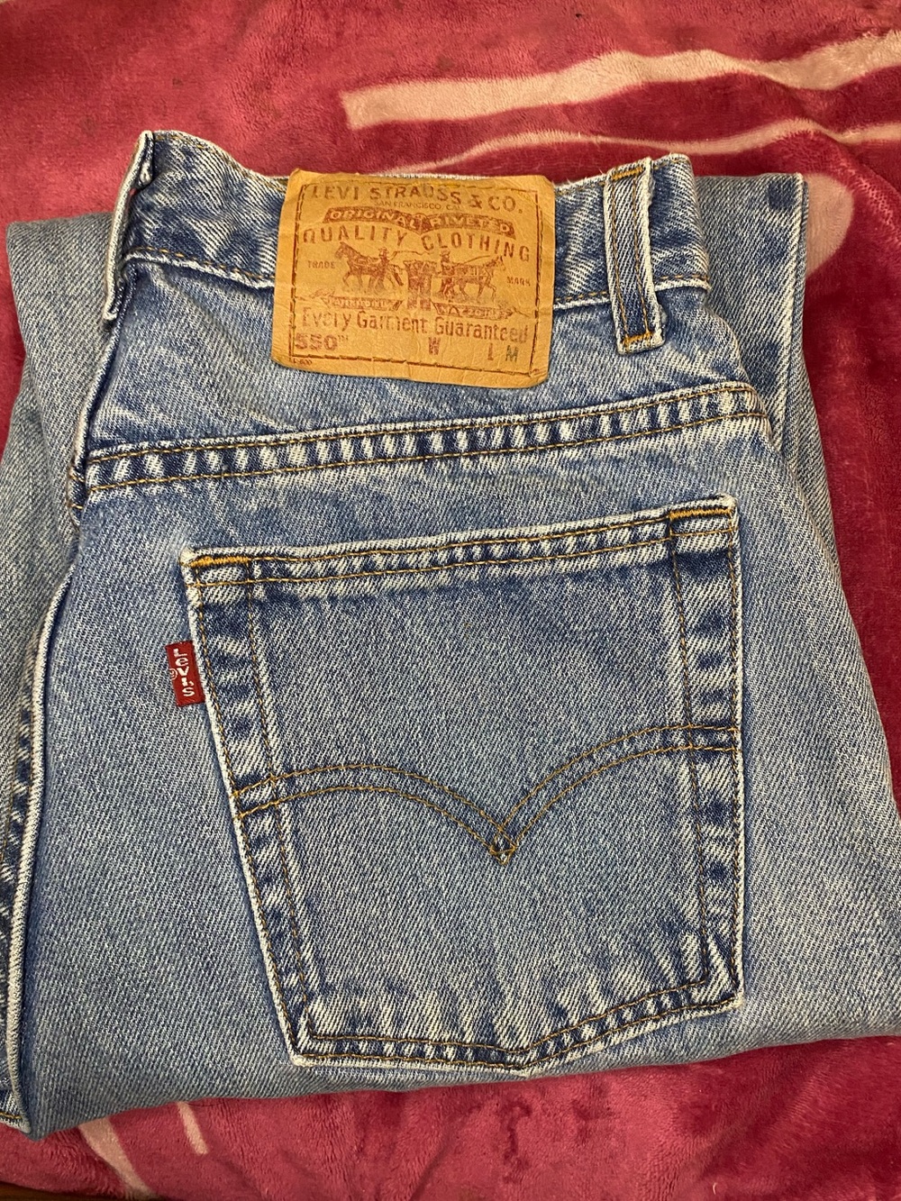 Vintage Levi's 550 Relaxed Fit Tapered Leg Jeans Light Blue Wash Size:14 Mis M